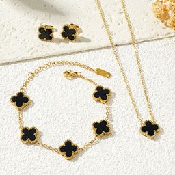 Designs & You Gold Plated Stainless Steel Clover Jewellery Set-image-89