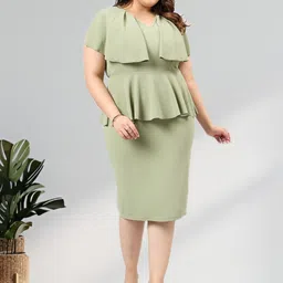 Sztori Women Ruffled V-Neck Peplum Plus Size Dress-picture-42