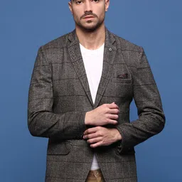 SHOWOFF Men Checked Slim Fit Casual Blazers-image-8