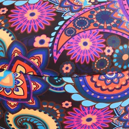 Shadowkart Set Of 2 Purple & Blue Printed Wooden Pouffes Sitting Ottomans image 2