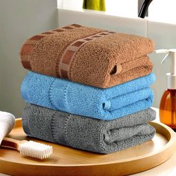 Kuber Industries Grey & Blue 3 Pieces Cotton 225 GSM Anti Bacterial Face Towels-image-88