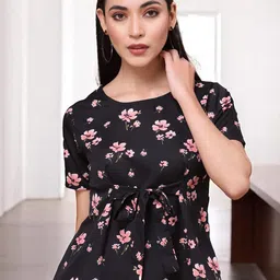 OOMPH! FACTOR Floral Print Waist Tie-Ups Regular Top-picture-51
