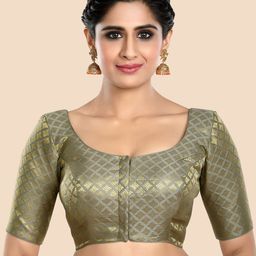 neckbook Women Grey Woven Design Princess Cut Padded Saree Blouse-image-95