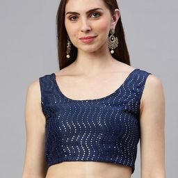 De Moza Sequined Embroidered Sleeveless Saree Blouse-image-7