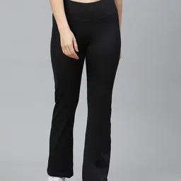 Reebok Women Black Solid Workout PP Bootcut Training Track Pants-picture-36