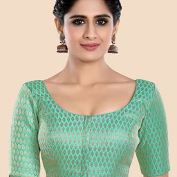 neckbook Green Woven-Design Brocade Saree Blouse-image-86