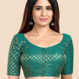 neckbook Green Woven-Design Brocade Saree Blouse-image-78