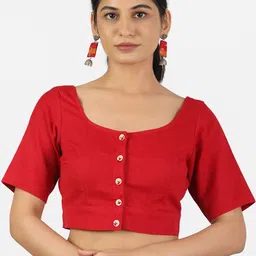 Llajja Women Red Solid Readymade Saree Blouse-22