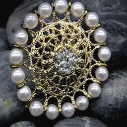 AccessHer Gold-Plated Ethnic Rhinestones Studded Saree Pin-image-15