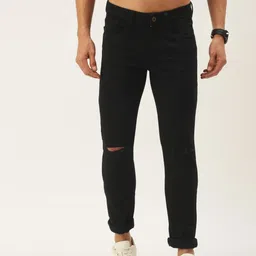 Flying Machine Men Black Jackson Skinny Fit Low-Rise Slash Knee Stretchable Jeans-picture-31
