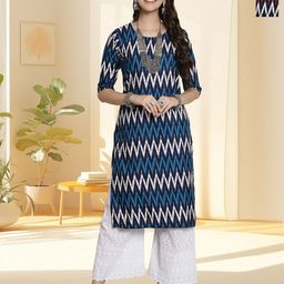 HERE&NOW Women Pack of 2 Chevron Printed Daily Straight Kurtas-image-80