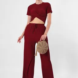 clobug Self Designed Round Neck Top With Palazzos-image-45