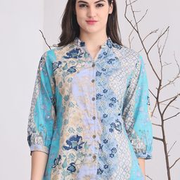 Claura Women Plus Size Floral Printed Casual Shirt-image-1
