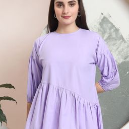 FITHUB Solid Puff Sleeve Cotton Top-image-50