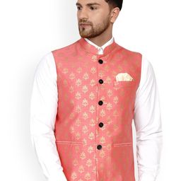 VEERA PARIDHAAN Banarasi Printed Mandarin Collar Nehru Jacket-picture-58