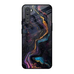 QRIOH Unisex OnePlus Nord Abstract Shockproof Glass Back Case-picture-4