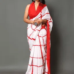 JAIPURI PRINT Checked Pure Cotton Tie & Dye Saree-13