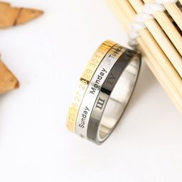 Yellow Chimes Silver-Plated Revolving Calendar Stainless Steel Rings-image-4
