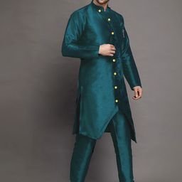 Utsav Fashion Mandarin Collar Layered  Kurta with Churidar-image-35