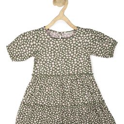 Peter England Girls Olive Green & Cream-Coloured Floral Dress-picture-15
