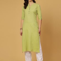 Pistaa Band Collar Cotton Kurta-picture-26