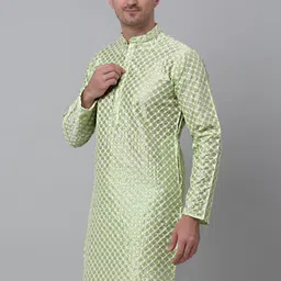 Jompers Mandarin Collar Woven Design Straight Kurta-image-64
