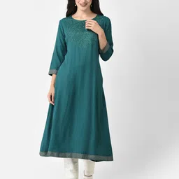 Span Floral Embroidered A-Line Kurta-45