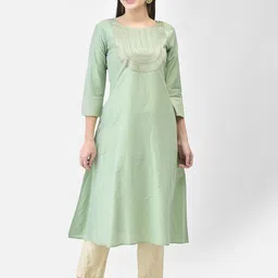 Span Yoke Design Round Neck A-Line Kurta-image-71
