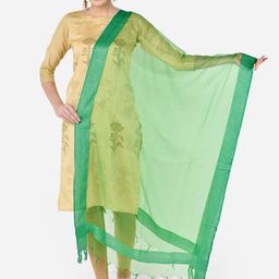 Dupatta Bazaar Green Solid Organza Dupatta-picture-11