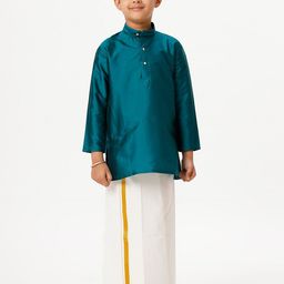 Ramraj Boys Mandarin Collar Kurta with Veshti-image-51