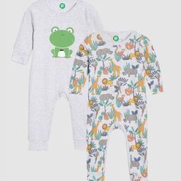 YK Organic Boys Pack Of 2 Grey Animal Prints Organic Cotton Sleepsuits-image-60