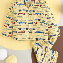 Babywish Kids Race Car Theme Printed Pure Cotton Night suit-image-43