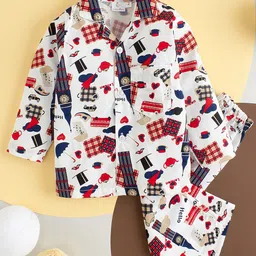 Babywish Kids Clock Theme Printed Pure Cotton Night suit-image-58