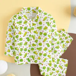Babywish Kids Cactus Theme Printed Pure Cotton Night suit-image-93