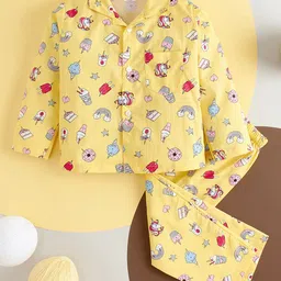 Babywish Kids Kulfi Theme Printed Pure Cotton Night suit-image-48