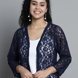 Dressitude Women Self Design Cotton Open Front Shrug-42