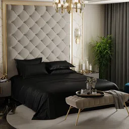 Stoa Paris Date Night Collection Black 300 TC Super King Bedsheet 4 Pillow Covers-image-72