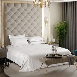 Stoa Paris Date Night Collection White 300 TC Super King Satin Bedsheet 4 Pillow Covers-image-54