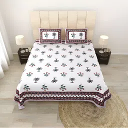 BED-SHEET.COM Pink & White Printed 180 TC Cotton King Bedsheet With 2 Pillow Covers-image-10