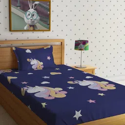 HOSTA HOMES Cartoon Characters 210 TC Single Bedsheet with 1 Pillow Cover-image-70
