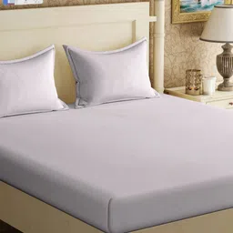 KLOTTHE Beige 400TC Double King Bedsheet With 2 Pillow Covers-image-53