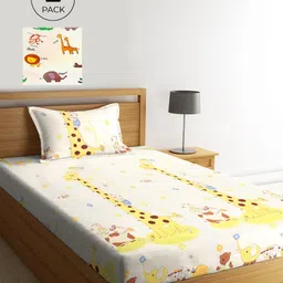 KLOTTHE Multi Cartoon Characters 210 TC Cotton 2 Single Bedsheet with 2 Pillow Cover-39