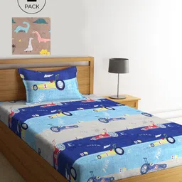 KLOTTHE Set Of 2 Cartoon Characters 210 TC Single Bedsheet with 2 Pillow Covers-21