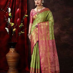 JUST FASHION Ethnic Motifs Woven Design Zari Kanjeevaram Saree-image-26