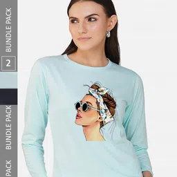 CHOZI Pack Of 2 Graphic Printed Cotton T-shirt-56