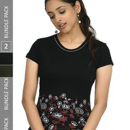IndiWeaves Pack Of 2 Printed Pure Cotton T-shirts-image-47