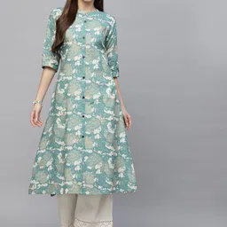 Stylum Mandarin Collar Floral Printed Screen Print Kurta-picture-54