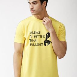 EPPE Men Yellow Typography Printed Applique Slim Fit T-shirt-image-77