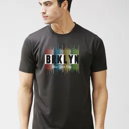 EPPE Men Black Typography Printed Applique Slim Fit T-shirt-image-95