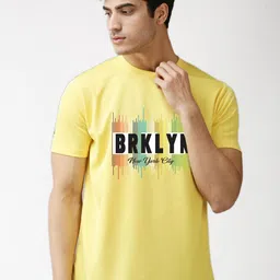EPPE Men Yellow Typography Printed Applique Slim Fit T-shirt-image-95